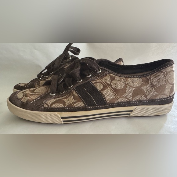 Coach Signature "C" Canvas & Suede Sneakers – Women’s 9½ – Brown Monogram - Picture 4 of 10